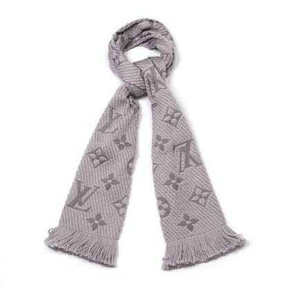 Louis Vuitton Wool Silk Logomania Scarf Pearl Grey 1 of 3