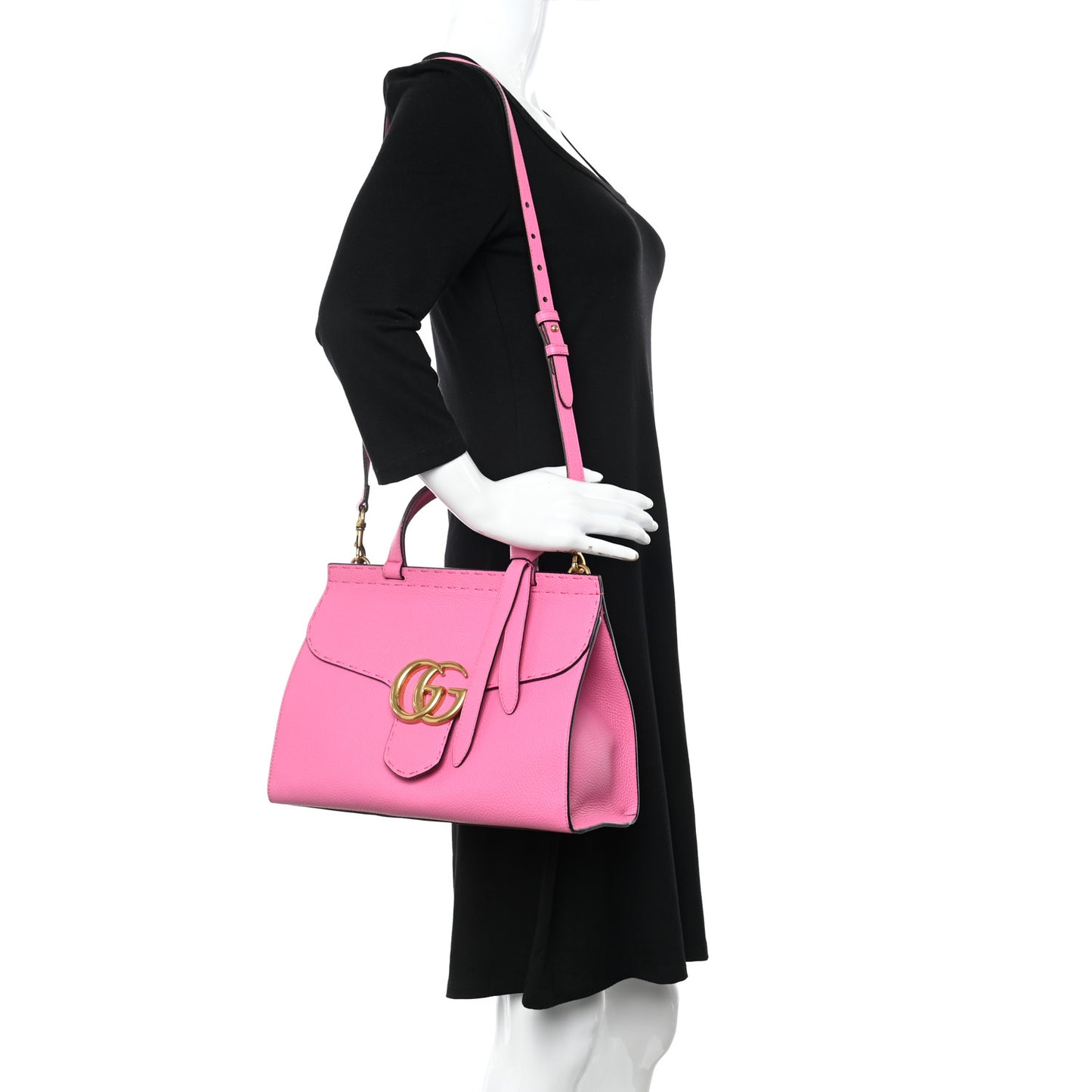 Calfskin Small GG Marmont Top Handle Bag Pink Tropical Flower