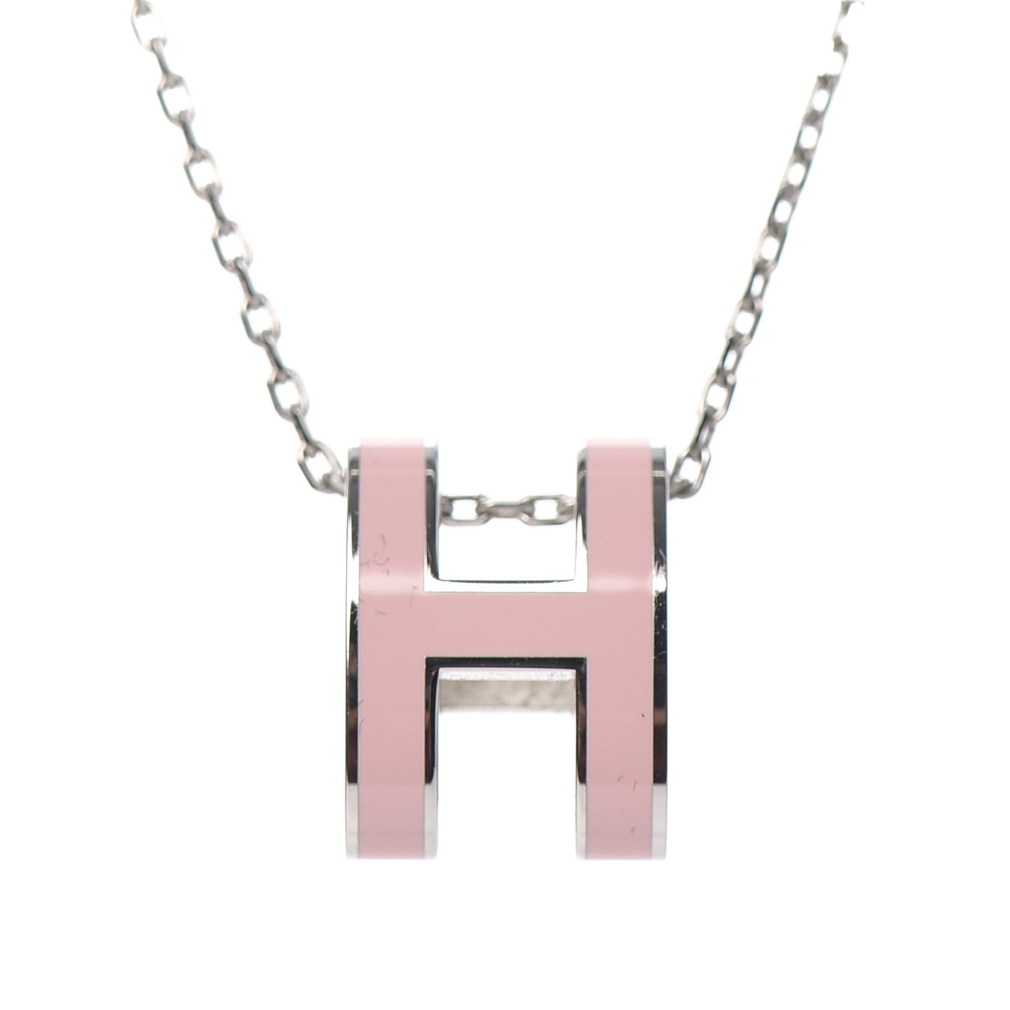 Lacquered Palladium Pop H Pendant Necklace Rose Dragee