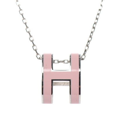 Hermes Lacquered Palladium Pop H Pendant Necklace Rose Dragee 4 of 6