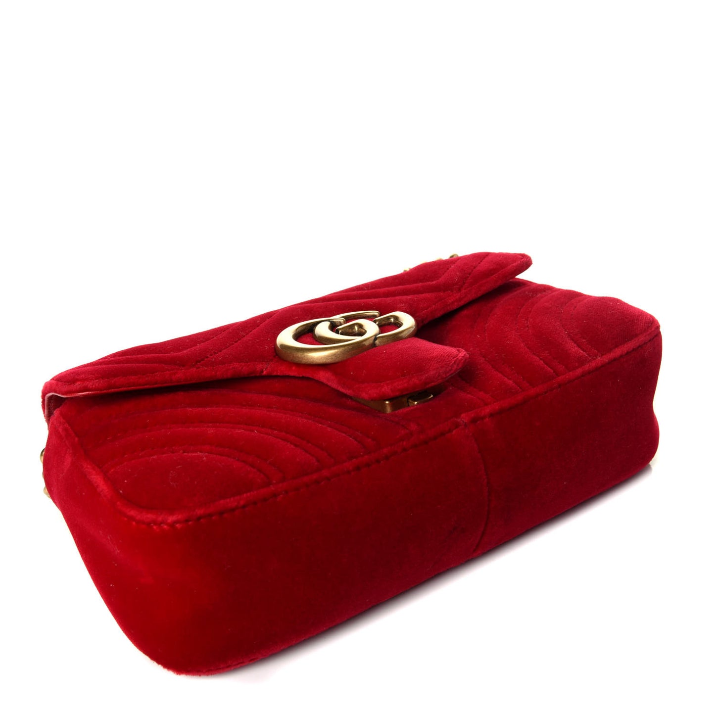Velvet Matelasse Mini GG Marmont Shoulder Bag Hibiscus Red