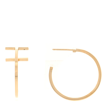 Tiffany 18K Yellow Gold Medium T Wire Hoop Earrings 1 of 4