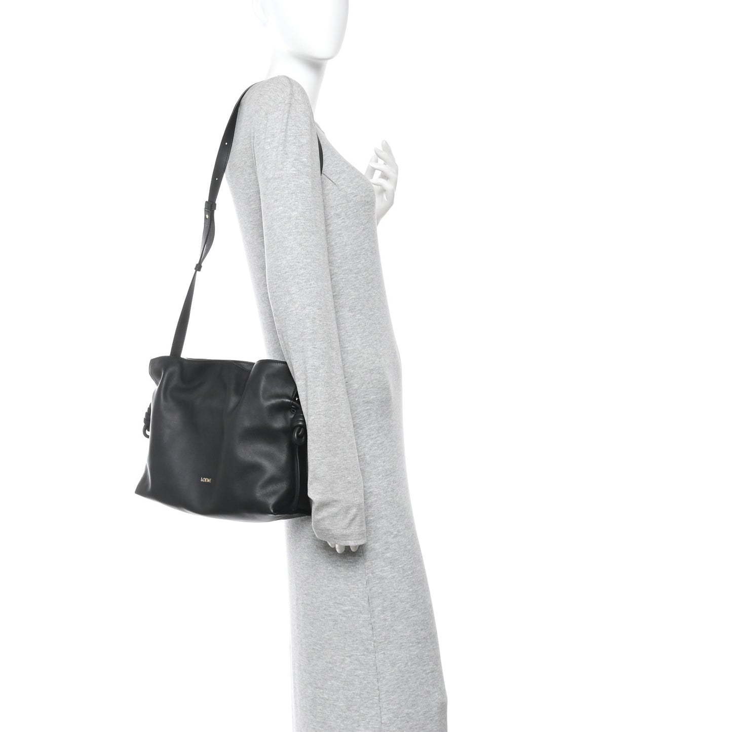 Nappa Medium Flamenco Knot Bag Black