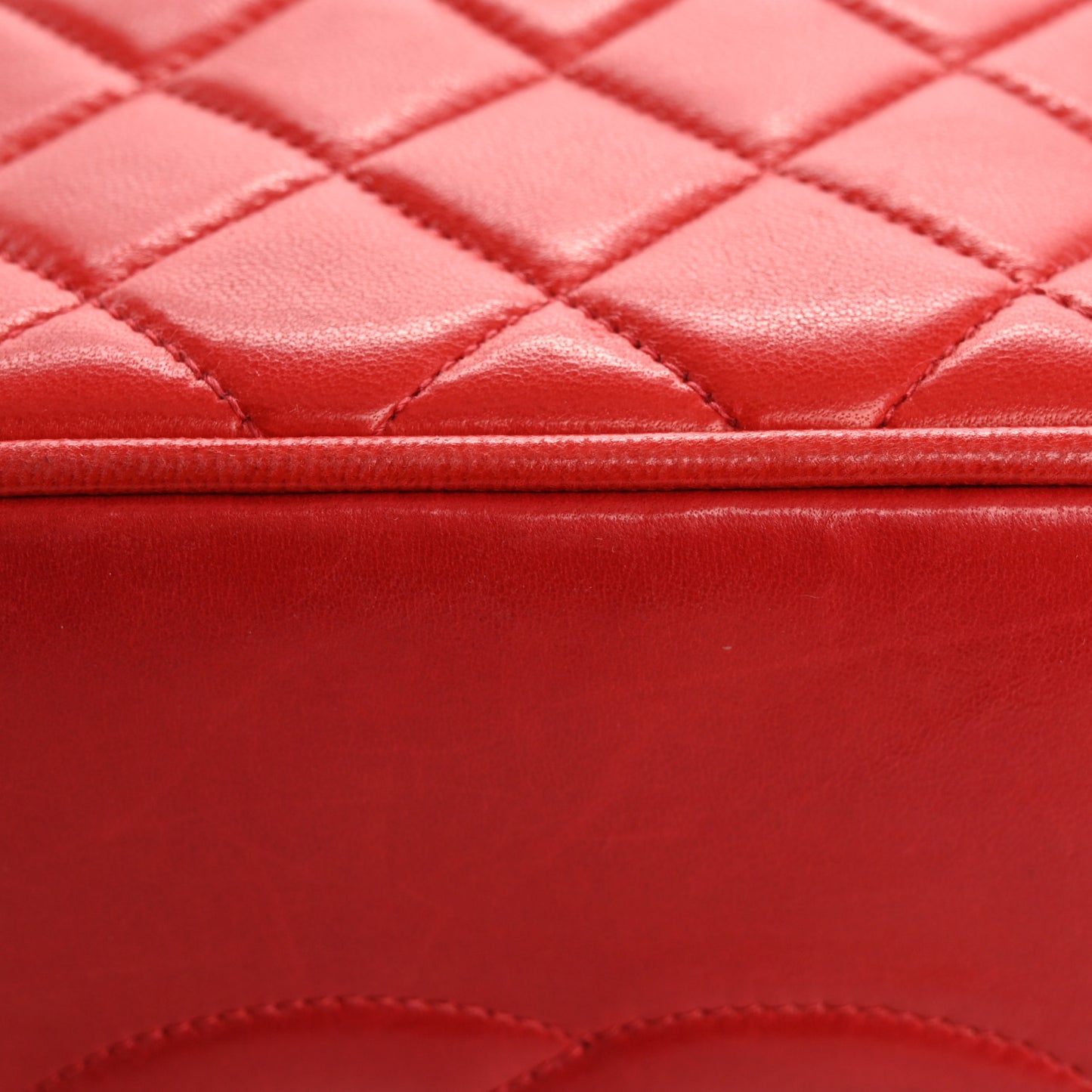 Lambskin Quilted Vanity Case Red