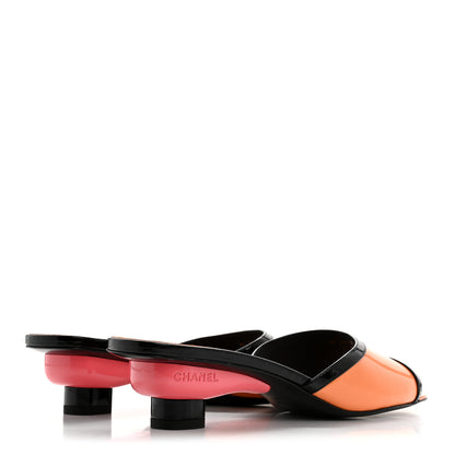 Chanel Patent Calfskin Mules 37.5 Orange Black 5 of 12