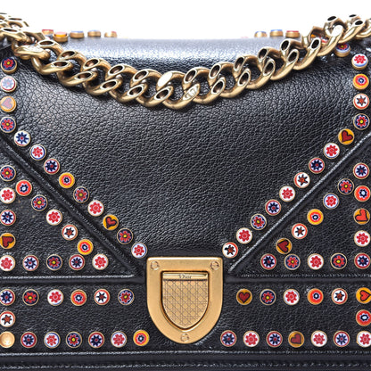 Christian Dior Calfskin Studded Small Diorama Flap Bag Black Multicolor 11 of 13
