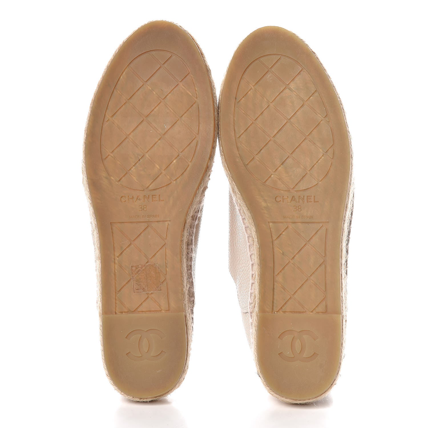 Chanel Grained Calfskin CC Espadrilles 38 Beige Black 5 of 10