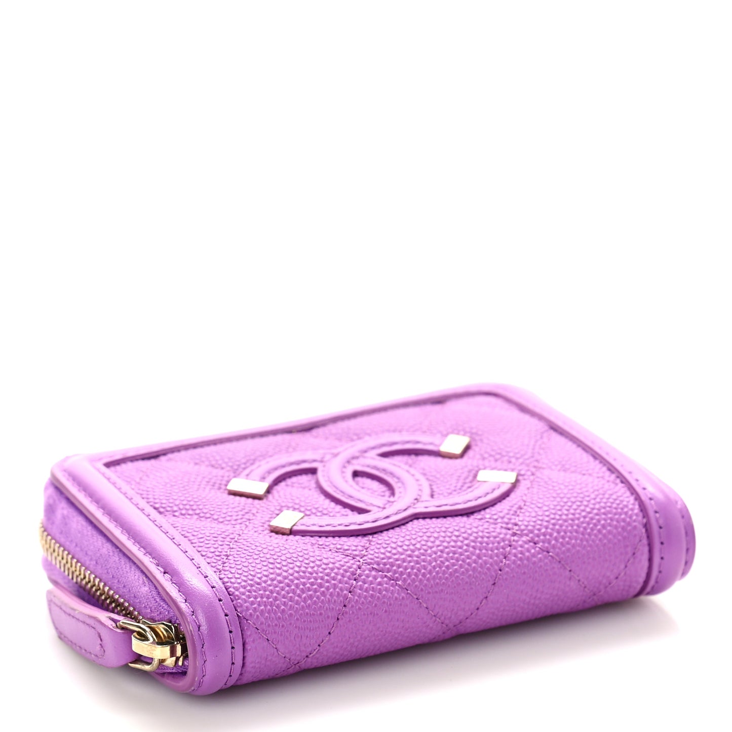 Caviar Quilted Filigree Coin Purse Purple