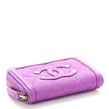 Chanel Caviar Quilted Filigree Coin Purse Purple 4 of 10