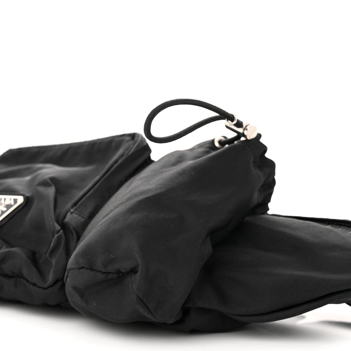 Nylon Metal Triple Pocket Belt Bag Black
