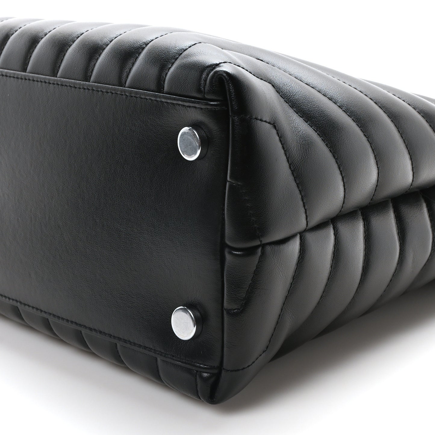 Calfskin Y Quilted Monogram Large Loulou Shopper Black