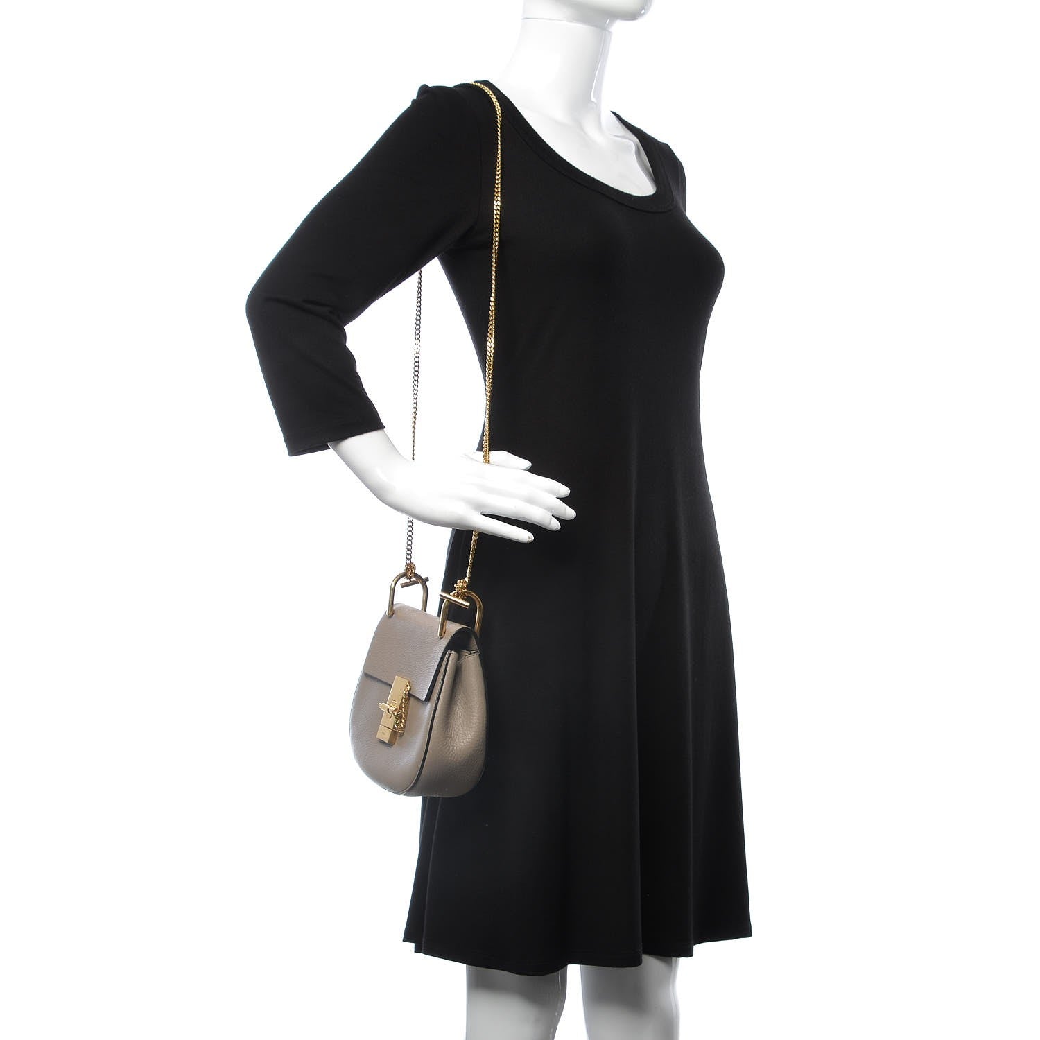 Chloe Grained Lambskin Mini Drew Shoulder Bag Motty Grey 2 of 9