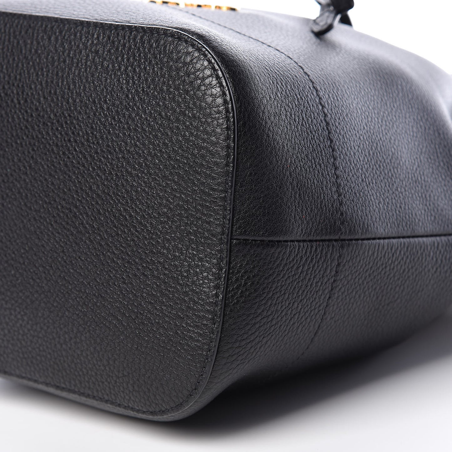Vitello Daino Drawstring Bucket Black