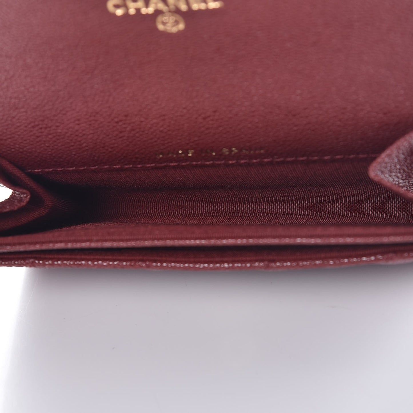 Caviar Quilted Boy Card Holder Wallet Burgundy