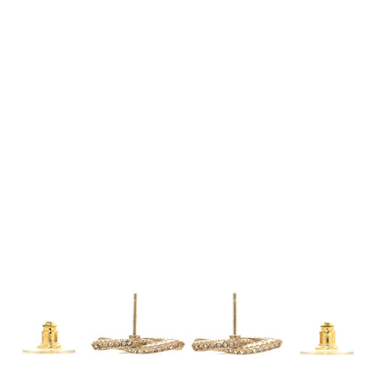 Chanel Crystal Timeless CC Earrings Light Gold 3 of 5