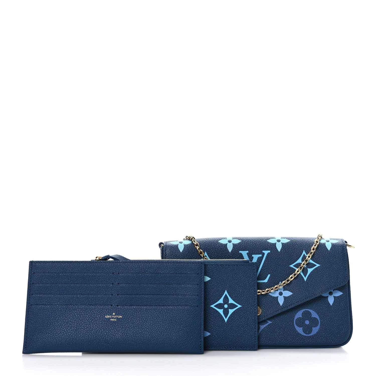 Louis Vuitton Empreinte Monogram Giant Felicie Pochette Chain Wallet Gradient Blue 1 of 8