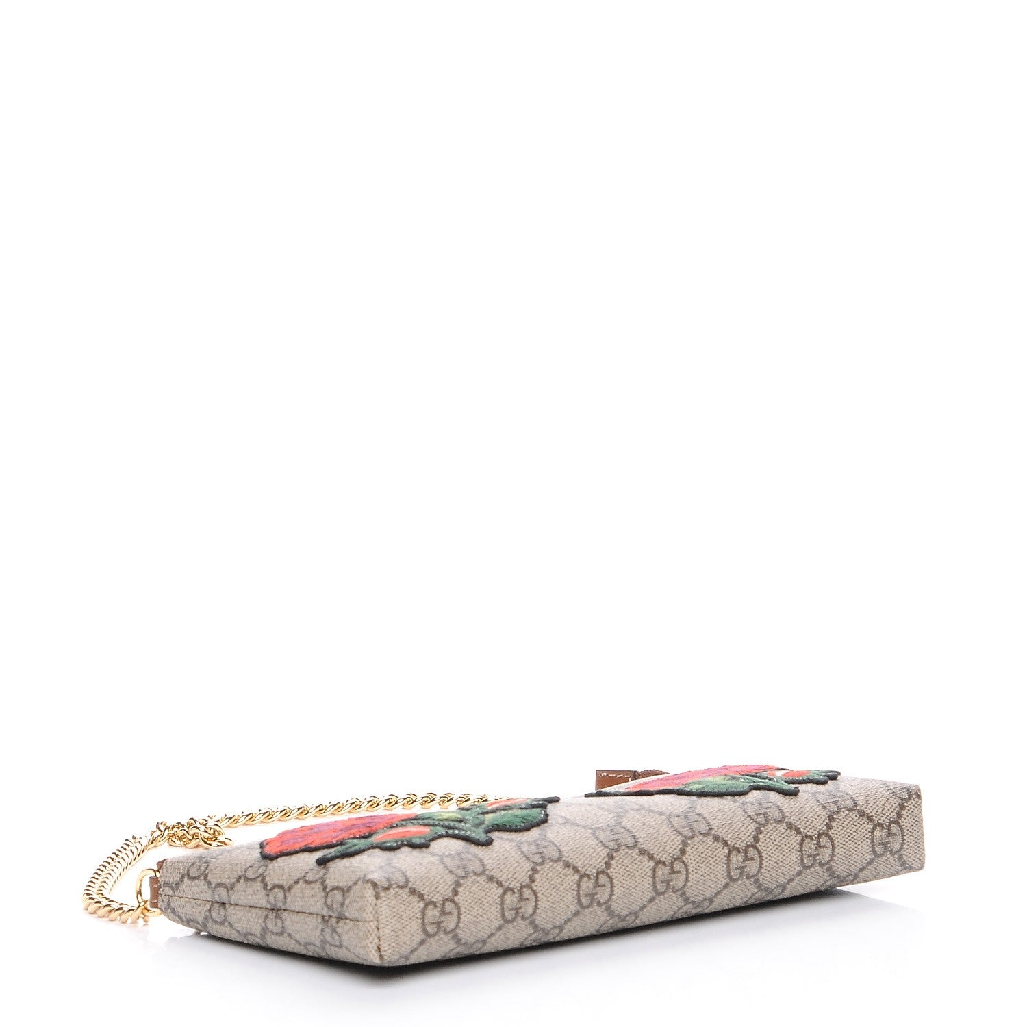 Gucci GG Supreme Monogram Embroidered Roses Chain Wrist Wallet 4 of 8