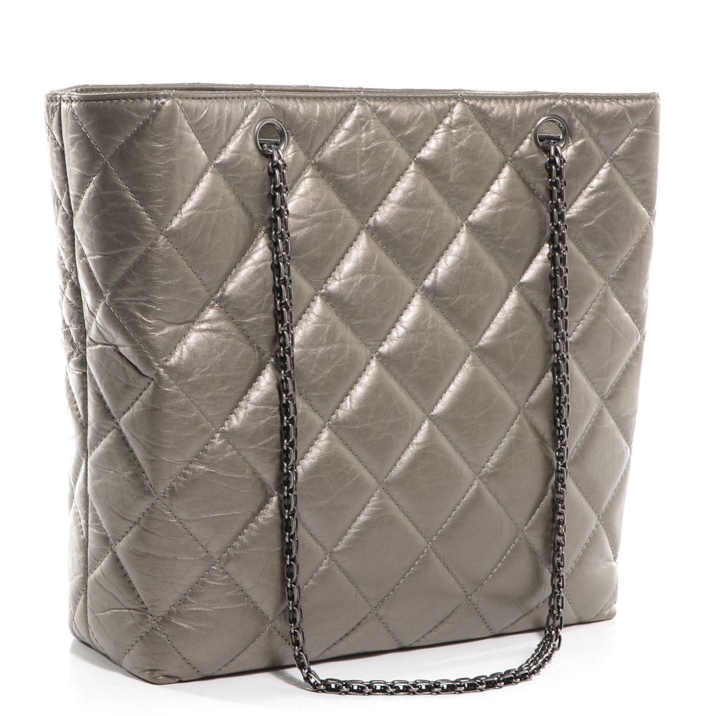 Aged Calfskin Reissue 2.55 Tote Dark Silver