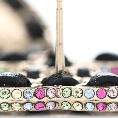 Chanel Lambskin Crystal Pearl CC Drop Earrings Gold Pearly White Black Multicolor 5 of 5