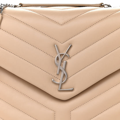 Saint Laurent Calfskin Y Quilted Monogram Medium Loulou Chain Satchel Nude Powder 8 of 11