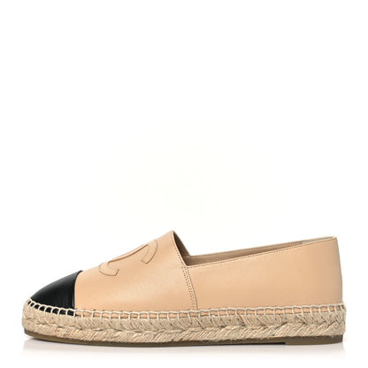 Chanel Lambskin CC Espadrilles 39 Beige Black 1 of 9