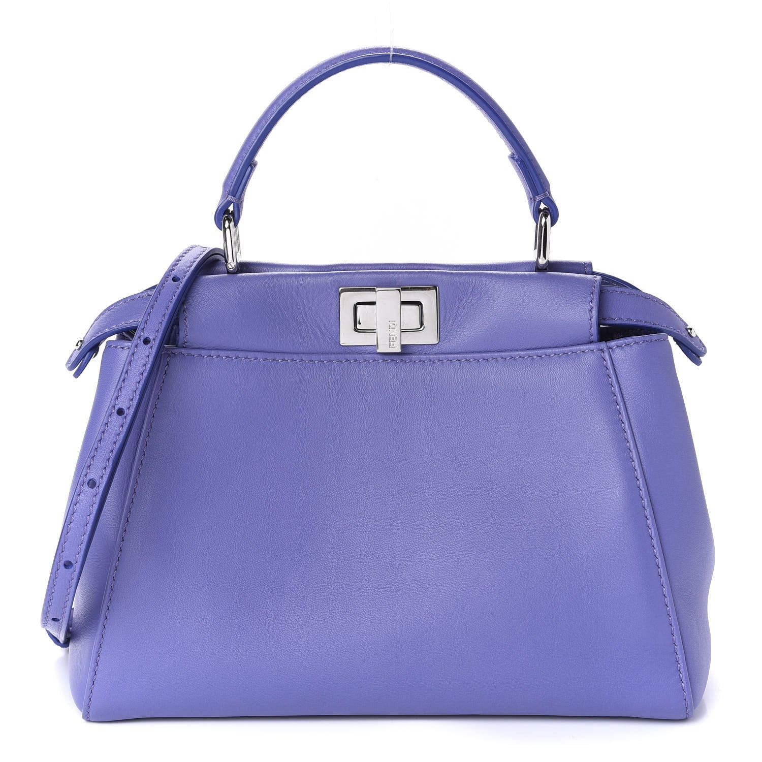 Fendi Nappa Mini Peekaboo Iconic Satchel Viola Cassis 1 of 10