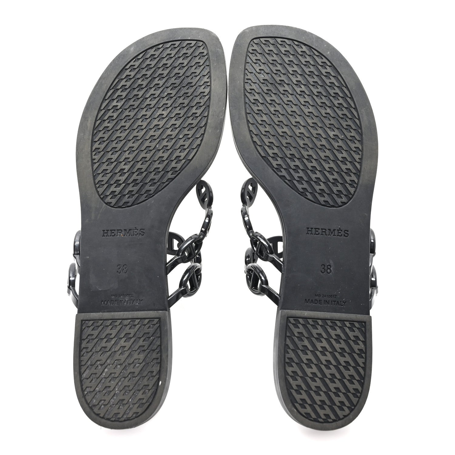 Hermes Rubber Chaine d'Ancre Island Sandals 38 Black 6 of 10