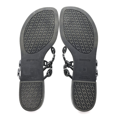 Hermes Rubber Chaine d'Ancre Island Sandals 38 Black 6 of 10