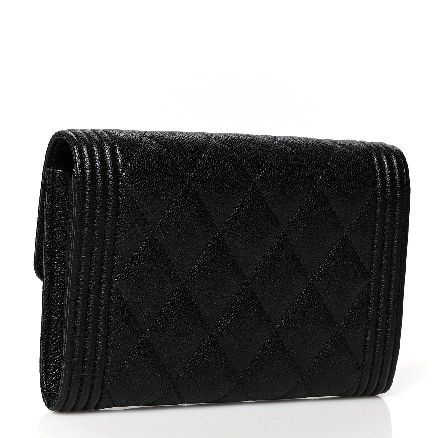 Caviar Quilted Medium Boy Flap Wallet Black