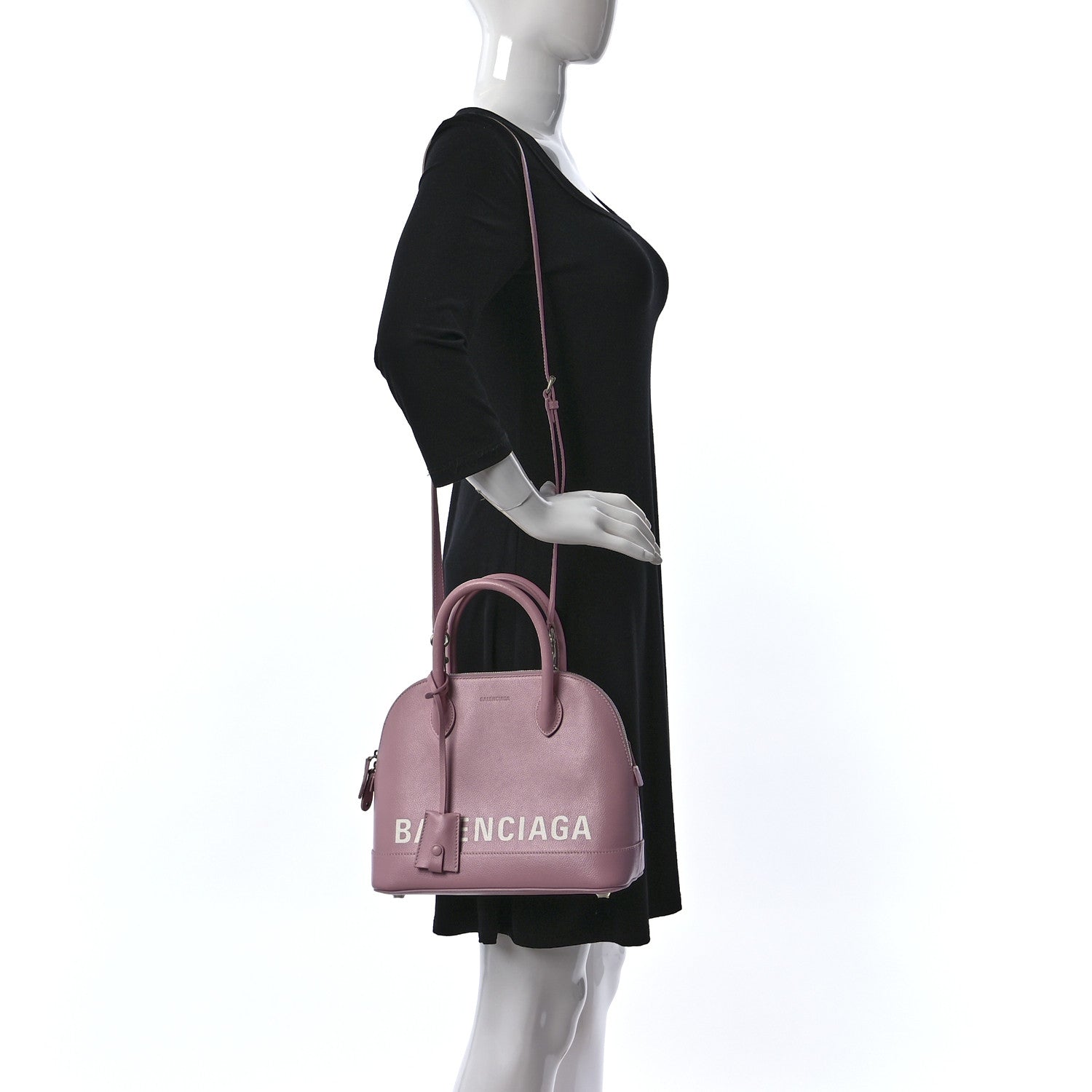 Balenciaga Grained Calfskin S Ville Top Handle Bag Pink White 2 of 9