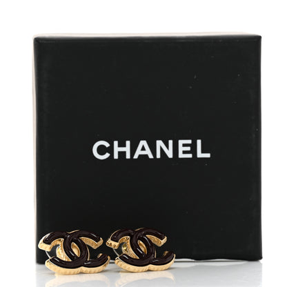 Chanel Metal Enamel CC Earrings Dark Burgundy 5 of 5