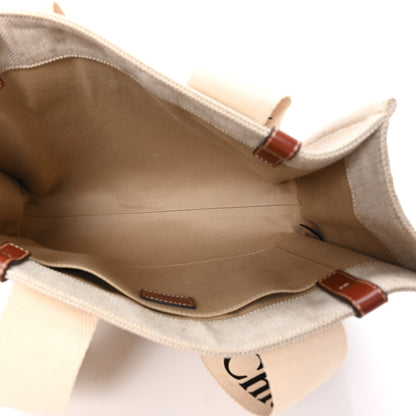 Chloe Cotton Calfskin Medium Woody Ribbon Tote White Brown 5 of 12