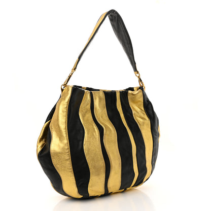 Prada Nappa Mordore Stripes Shoulder Bag Black Oro 3 of 11