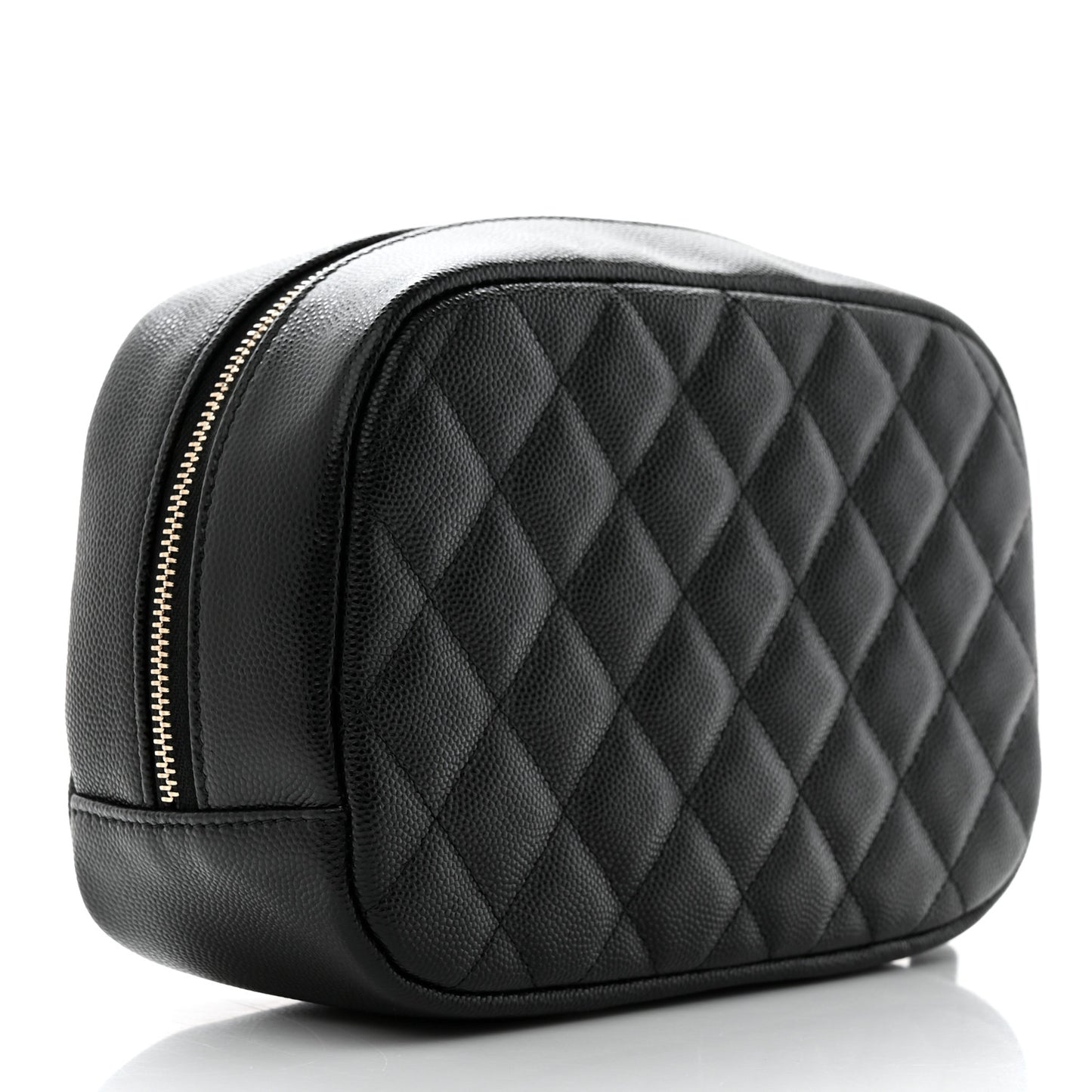 Caviar Quilted Medium Curvy Pouch Cosmetic Case Black