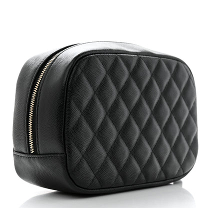 Chanel Caviar Quilted Medium Curvy Pouch Cosmetic Case Black 3 of 8