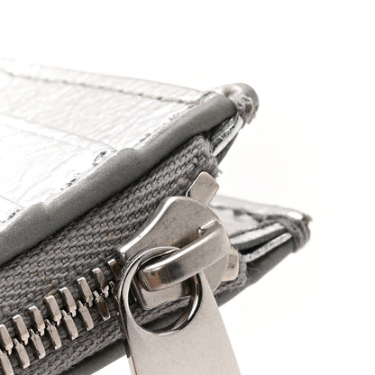 Bottega Veneta Metallic Calfskin Intrecciato Bifold Zip Wallet Silver 10 of 11