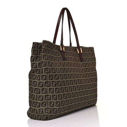 Fendi Zucchino Vitello Tote Mogano Panna Bruciato 3 of 9