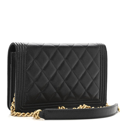 Chanel Caviar Quilted Boy Wallet On Chain WOC Black 3 of 13
