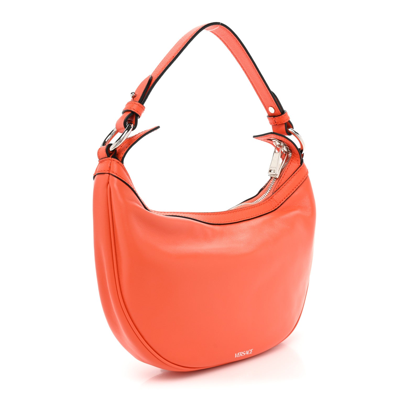 Versace Calfskin Small Repeat Zip Hobo Orange 3 of 8