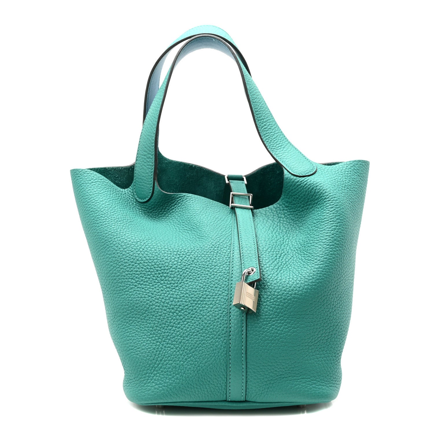 Hermes Taurillon Clemence Swift Eclat Picotin Lock 22 MM Vert Verone Bleu De Prusse 1 of 10