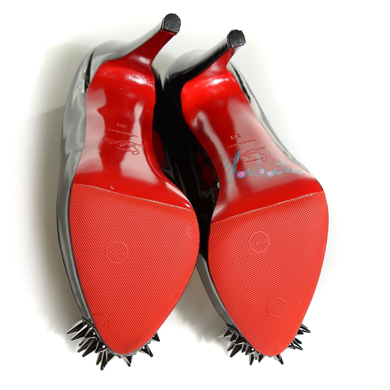 Christian Louboutin Patent Suede Spike Toe Asteroid 160 Pumps 39 Black 5 of 7