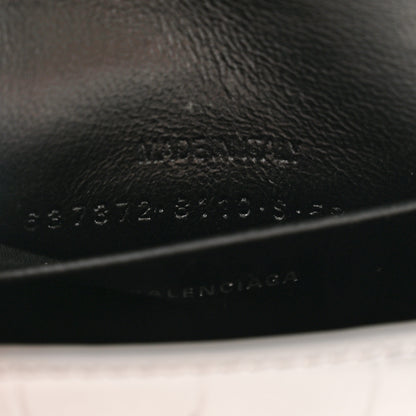 Balenciaga Metallic Calfskin Crocodile Embossed Hourglass Top Handle Bag Mini Silver 7 of 10