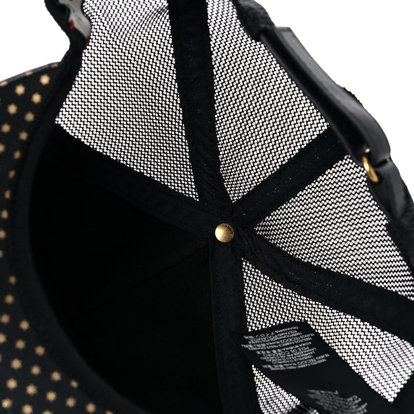 X SEGA Calfskin GUCCY Stars Baseball Hat M Black Gold