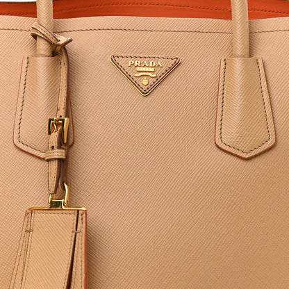 Prada Saffiano Cuir Medium Double Bag Noisette Papaya 6 of 12