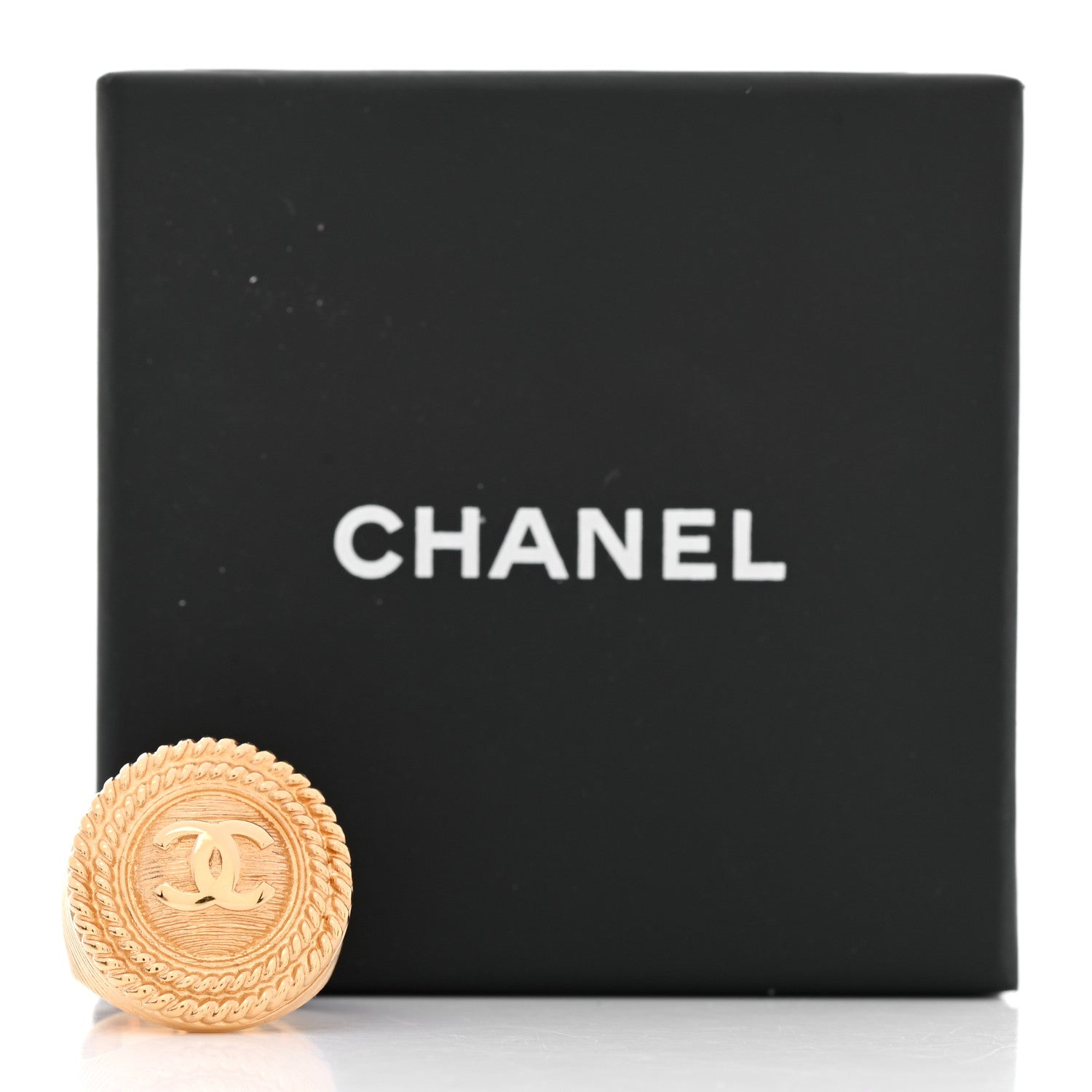 Chanel Metal CC Rope Ring 54 Gold 5 of 5