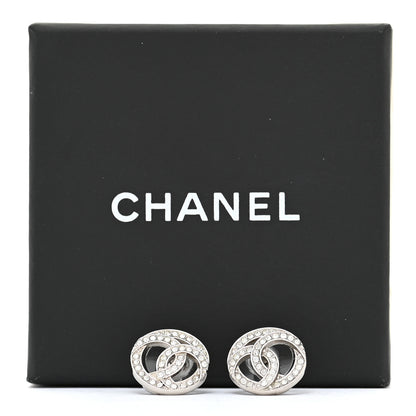 Chanel Crystal CC Earrings Silver 5 of 5