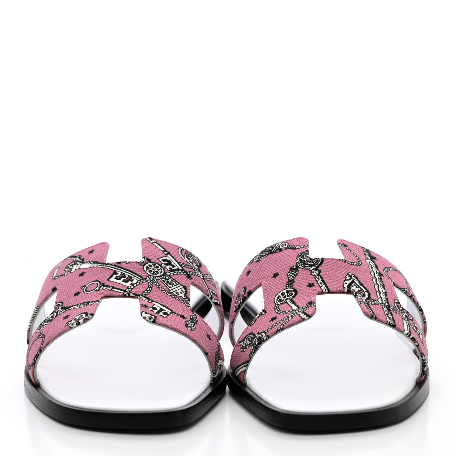 Hermes Cotton Canvas Printed Les Cles Bandana Oran Sandals 35.5 2 of 8