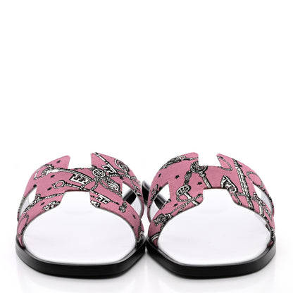 Hermes Cotton Canvas Printed Les Cles Bandana Oran Sandals 35.5 2 of 8