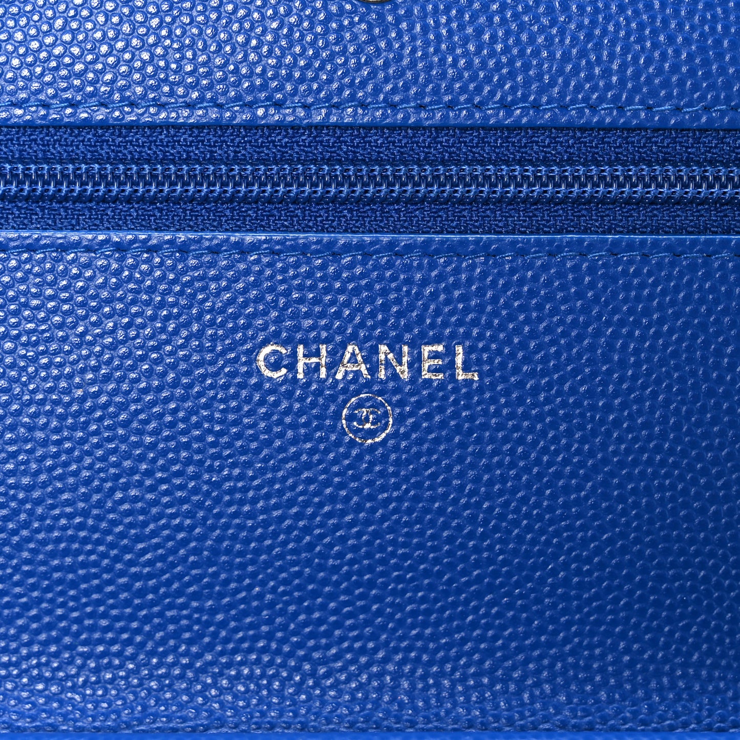 Caviar Chevron Quilted Wallet On Chain WOC Blue