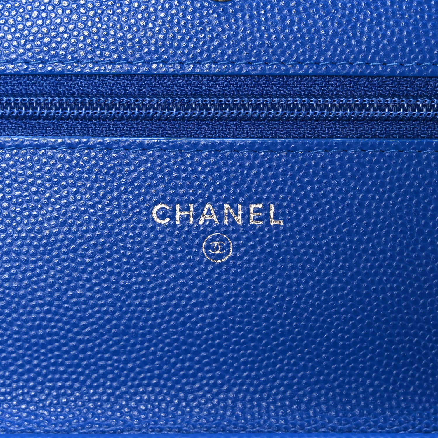 Chanel Caviar Chevron Quilted Wallet On Chain WOC Blue 6 of 10